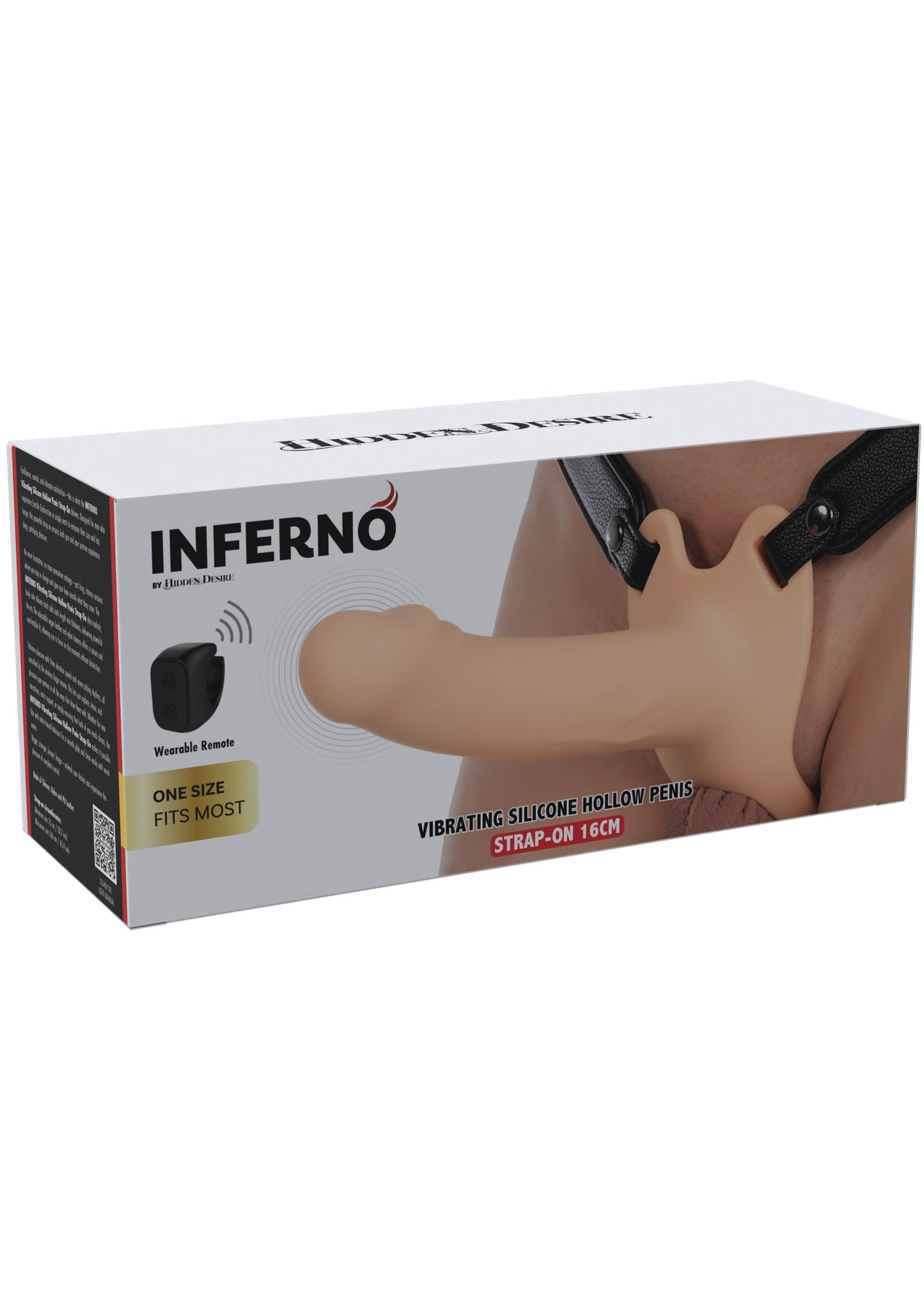 Strapon a forma di pene cavo vibrante in silicone da 16 cm