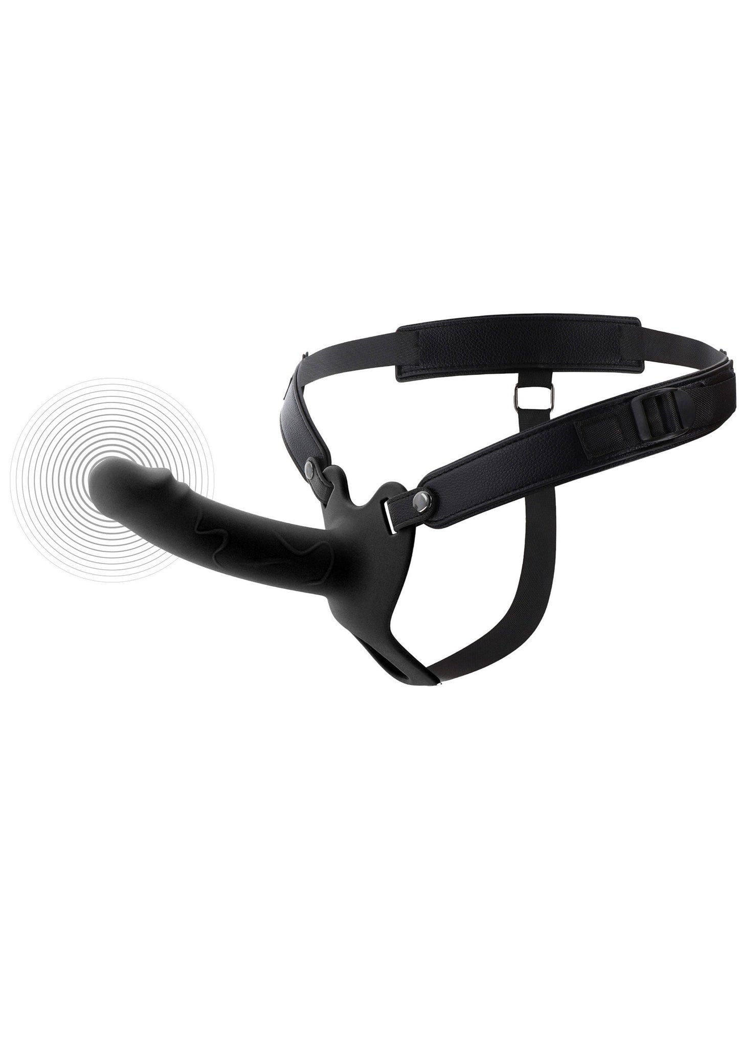 Strapon vibrante a forma di pene cavo in silicone, 16 cm, nero