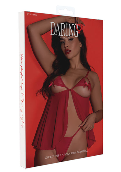 Babydoll Cheeky Peek-a-Boo con fiocco rosso
