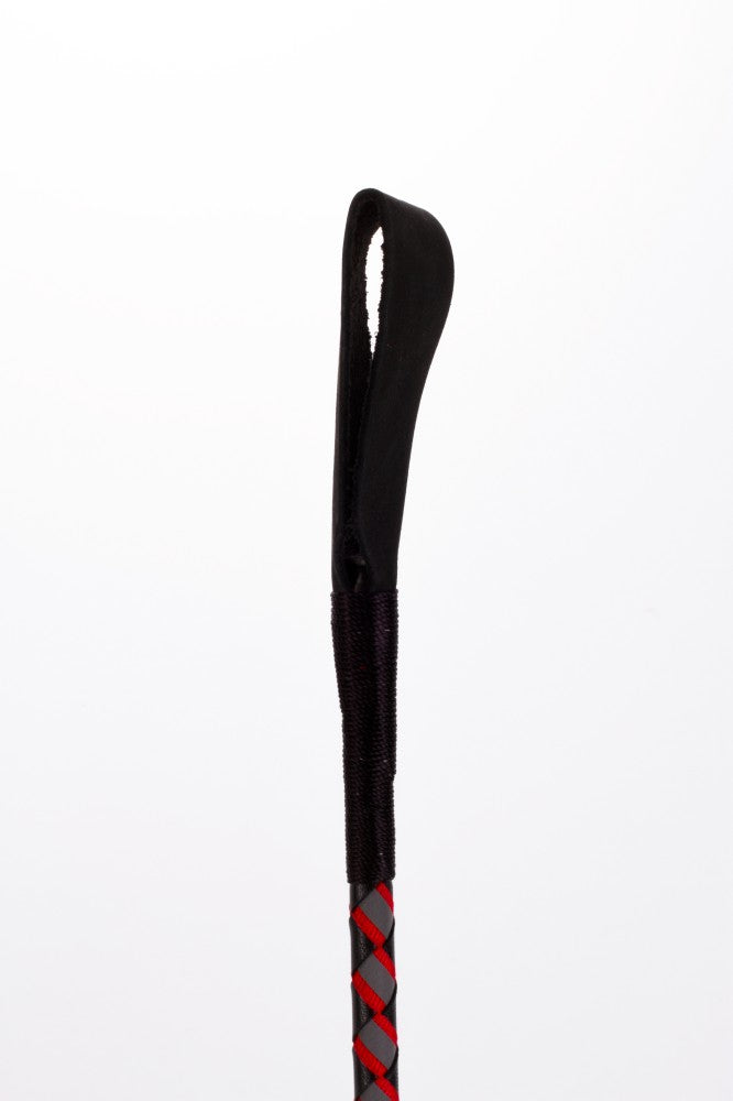 Bastone in pelle con striscia neon e parte superiore in pelle nabuk rossa