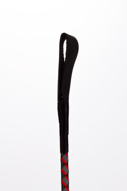 Bastone in pelle con striscia neon e parte superiore in pelle nabuk rossa