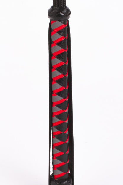 Bastone in nylon con striscia neon e manico in pelle di capretto in pelle nabuk nera
