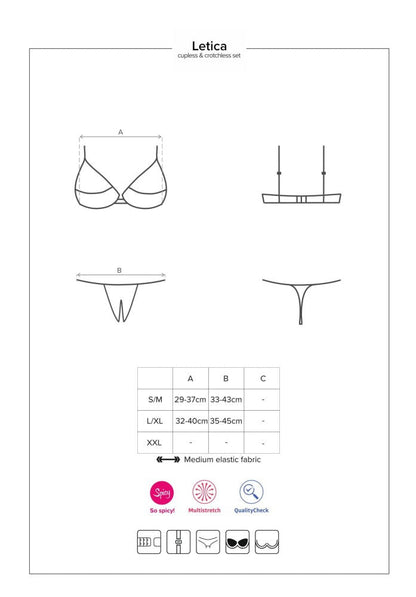 Letica 2 pezzi set senza coppe nero S/M