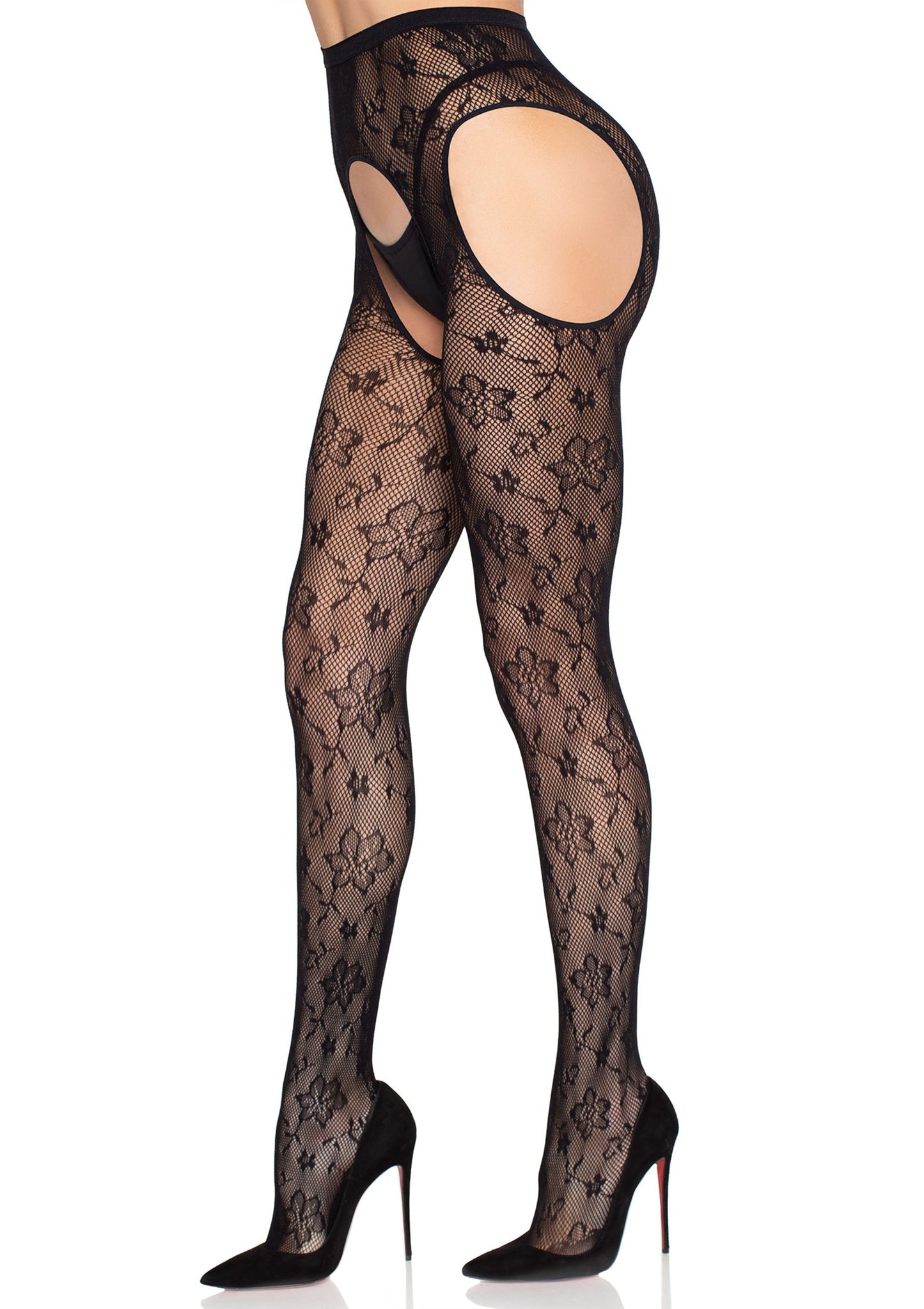 Collant con reggicalze Bloom Net neri