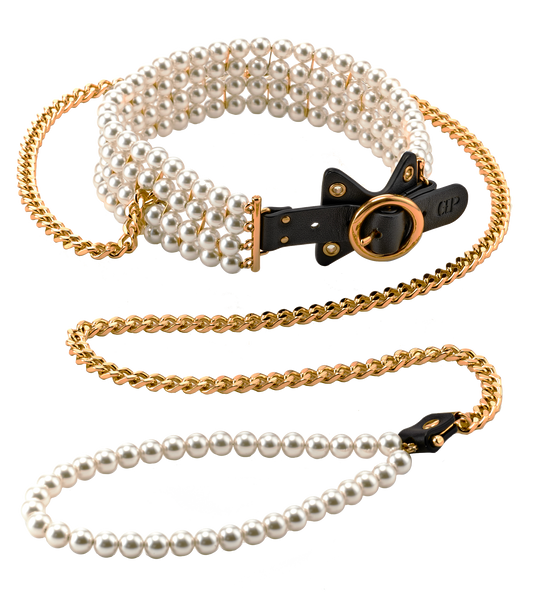 GUILTY PLEASURE GUINZAGLIO E COLLARE CON PERLE LUMINIOSE