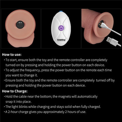 8,5" Vibrating Sliding Skin Pro II Dildo in silicone
