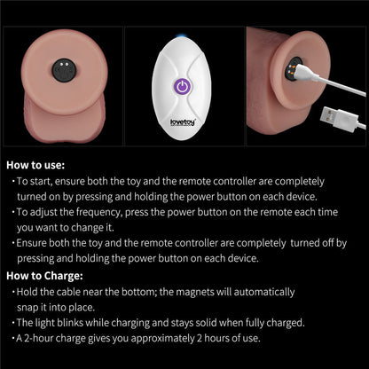8" Vibrating Sliding Skin Pro II Dildo in silicone