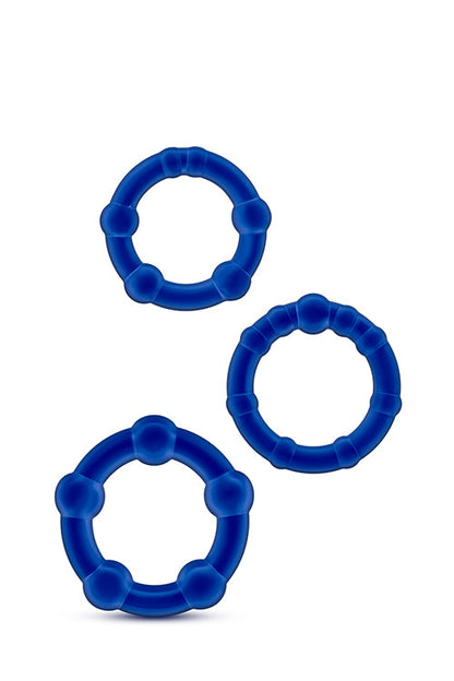 ANELLI PER IL PENE CON PERLINE BLU STAY HARD