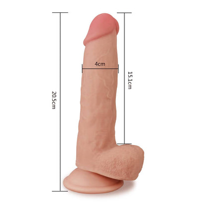 Dildo doppio strato con pelle scorrevole da 8''