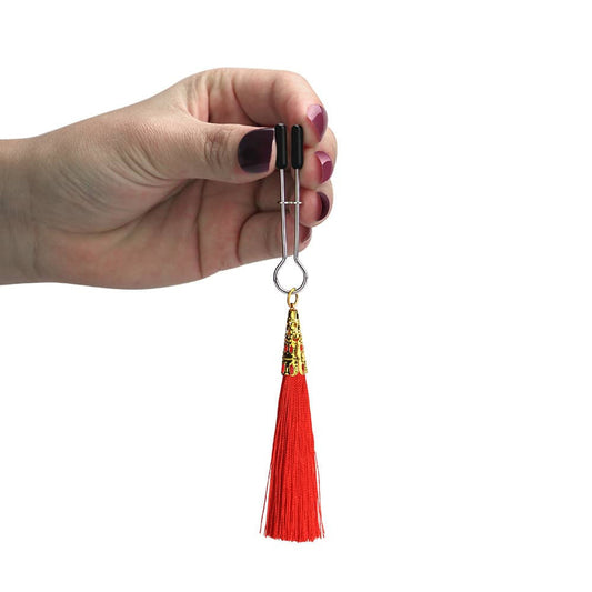 Morsetto per capezzoli con nappa glamour rosso