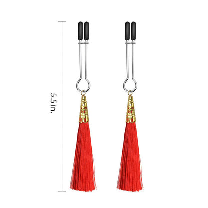 Morsetto per capezzoli con nappa glamour rosso
