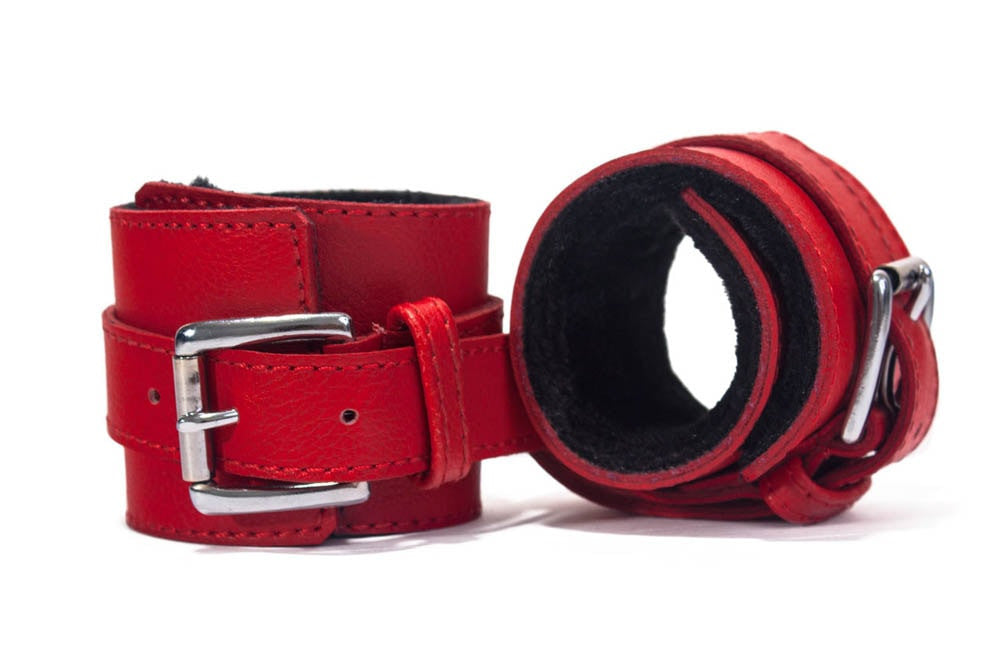 Manette in pelle pieno fiore rosso/nero_B0O25_3
